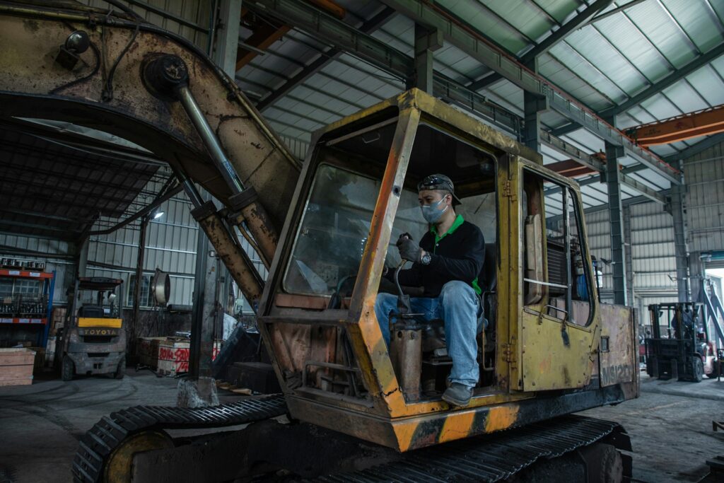 Skilled excavator worker
